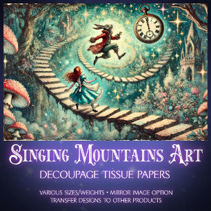 Vintage Alice Rabbit Hole Illustration Decoupage Tissue Paper