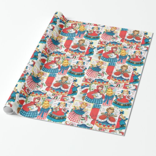 Vintage Alice  Red Riding Hood  Goldilocks Wrapping Paper