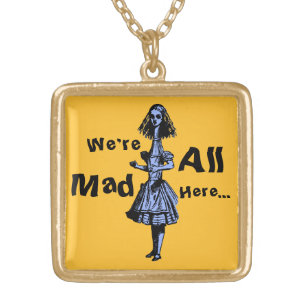 Vintage Alice Stretched in Wonderland Gold Plated Necklace