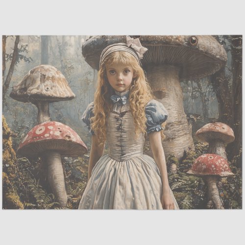 Vintage Alice Surreal Mushroom Forest Panoramic Tissue Paper