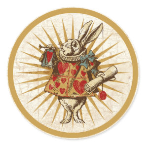 Vintage Alice White Rabbit Classic Round Sticker