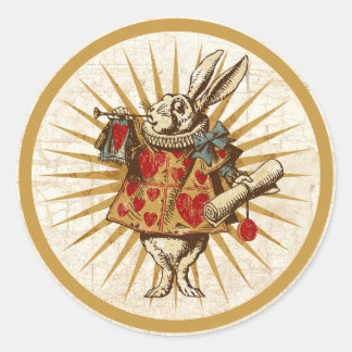 Vintage Alice White Rabbit Classic Round Sticker