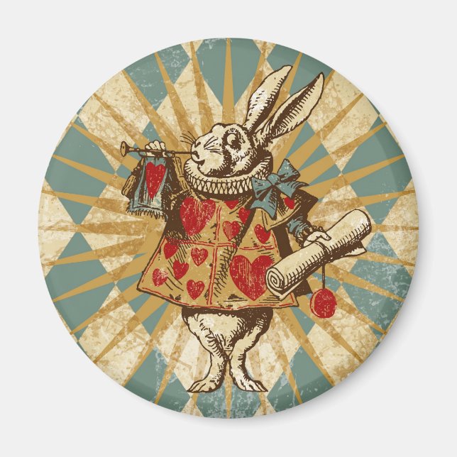Vintage Alice White Rabbit Magnet (Front)