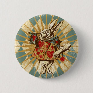 Vintage Alice White Rabbit Pinback Button