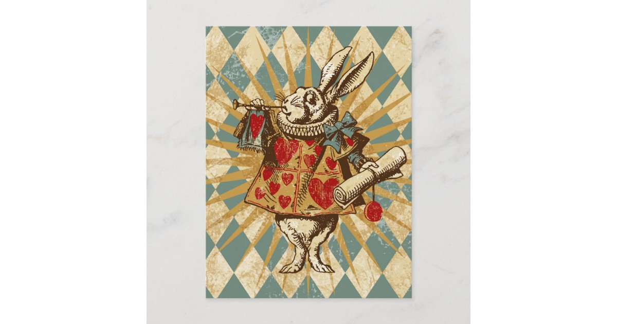White Rabbit Postcard Vintage Alice White Rabbit Postcard | Zazzle