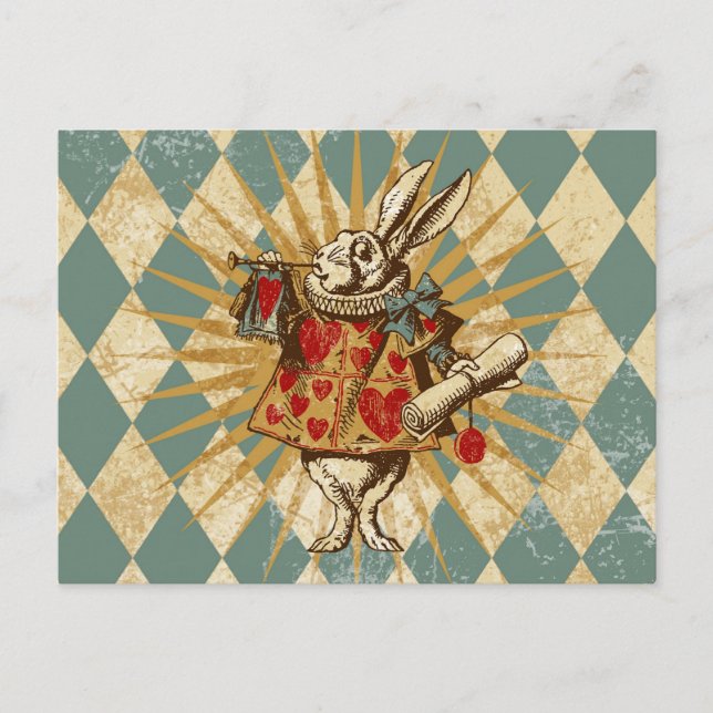 Vintage Alice White Rabbit Postcard (Front)