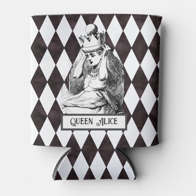 Vintage Alice with Crown Harlequin  Can Cooler (Front)