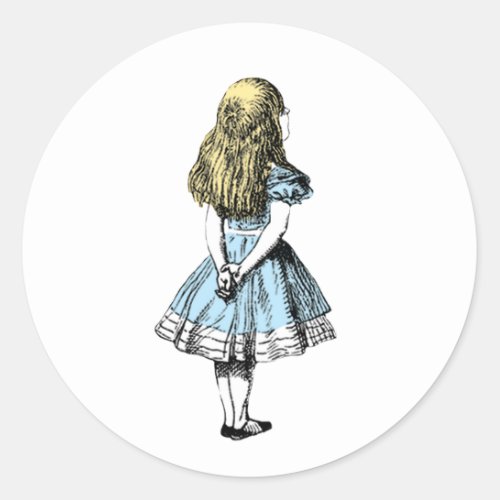 Vintage Alice Wonderland Blue Dress Classic Round Sticker