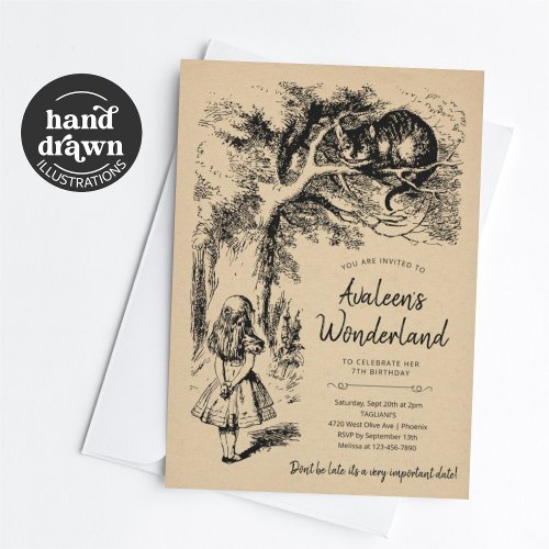 Vintage Alices Adventures in Wonderland Birthday Invitation