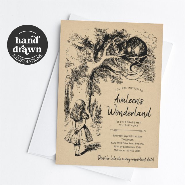 Vintage Alice's Adventures in Wonderland Birthday Invitation (Creator Uploaded)