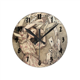 Vintage Alices Adventures in Wonderland by Rackham Round Clock