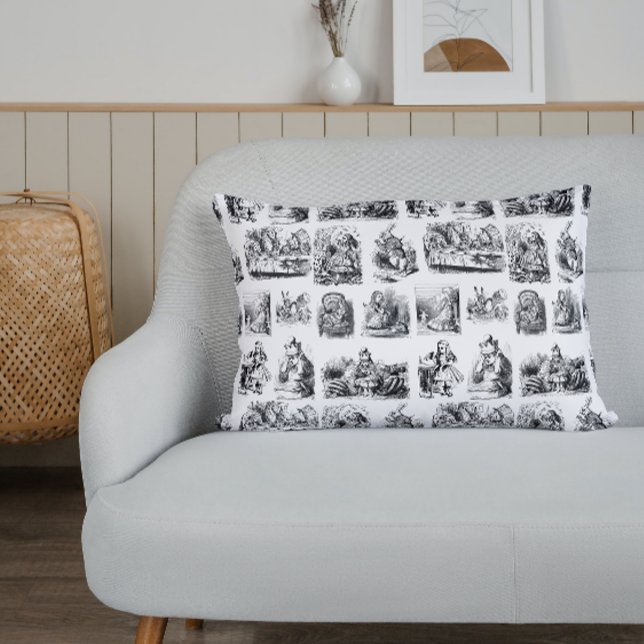 Vintage Alice's Adventures in Wonderland Pattern Accent Pillow (Creator Uploaded)