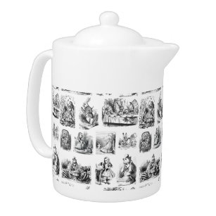 Vintage Alice's Adventures in Wonderland Pattern Teapot