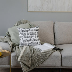 Vintage Alice's Adventures in Wonderland Pattern Throw Pillow