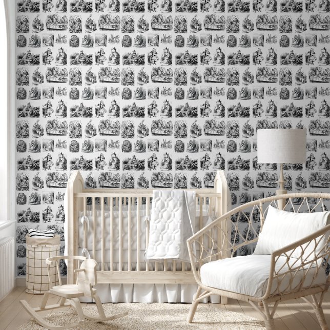 Vintage Alice's Adventures in Wonderland Pattern Wallpaper (Kids)