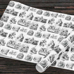 Vintage Alice's Adventures in Wonderland Pattern Wrapping Paper