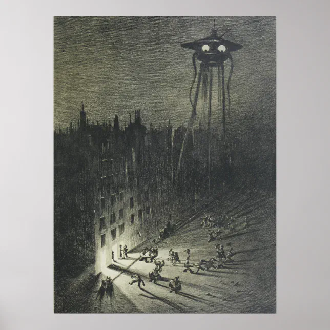 Vintage Alien Invasion Illustration Poster | Zazzle