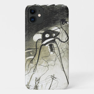 Vintage alien invasion world war ufo movie gray iPhone 11 case