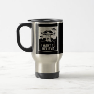 Vintage Alien UFO Hunter I Want To Believe Retro P Travel Mug