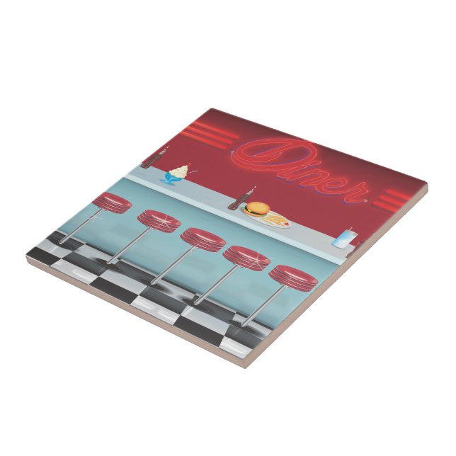 Vintage All American Diner Ceramic Tile (Side)