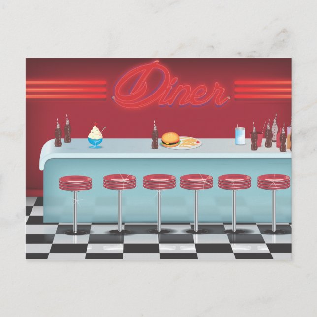 Vintage All American Diner Postcard (Front)