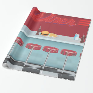 Vintage All American Diner Wrapping Paper