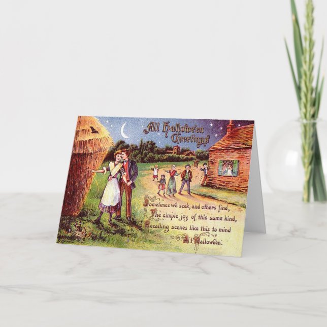 Vintage All Halloween Greeting Couple Card (Front)