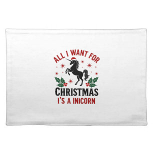 Vintage All I Want for Christmas Is a Unicorn Funn Cloth Placemat