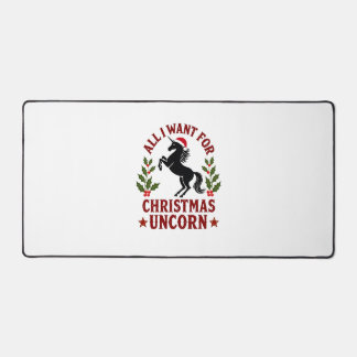 Vintage All I Want for Christmas Is a Unicorn Funn Desk Mat