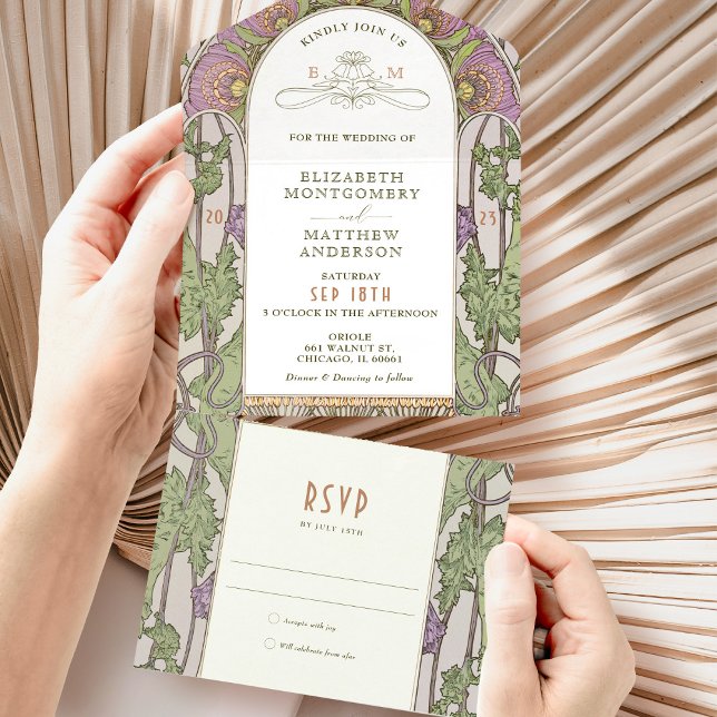 Vintage All in One Wedding Invitation by Mucha (Creator Uploaded)