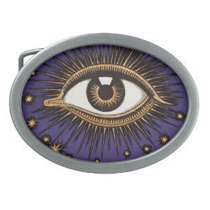 Vintage All Seeing Eye Mystic Celestial Art Belt Buckle