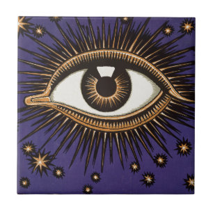 Vintage All Seeing Eye Mystic Celestial Art Ceramic Tile