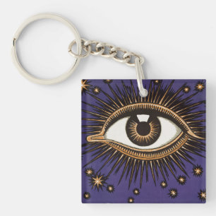 Vintage All Seeing Eye Mystic Celestial Art Keychain