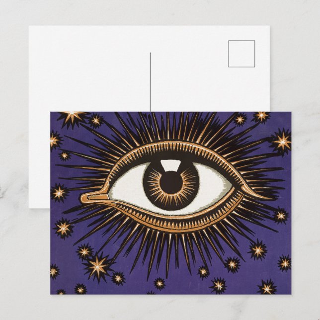 Vintage All Seeing Eye Mystic Celestial Art Postcard (Front/Back)