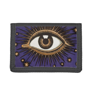 Vintage All Seeing Eye Mystic Celestial Art Tri-fold Wallet