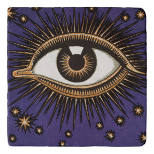 Vintage All Seeing Eye Mystic Celestial Art Trivet