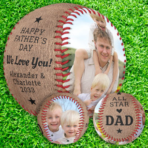 Vintage All Star DAD Custom 2 Photo Father's Day Baseball