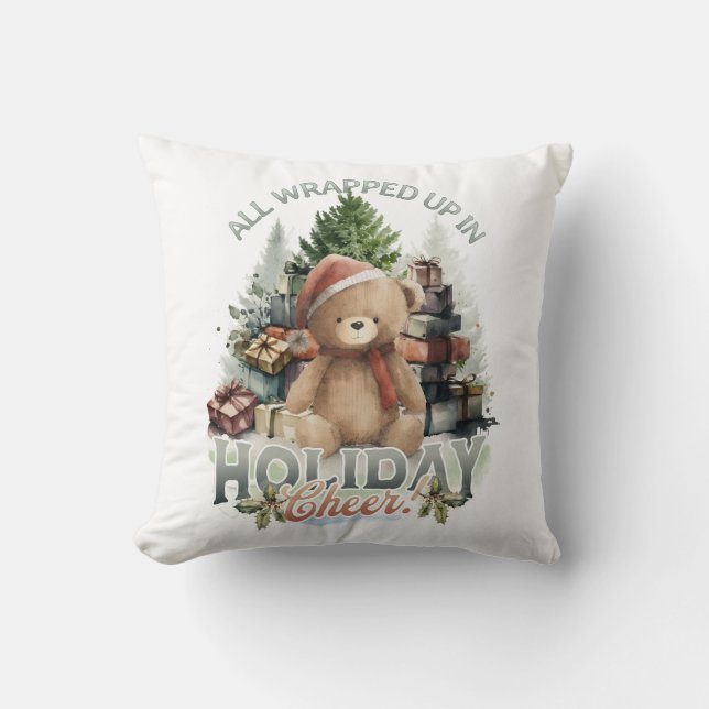 Vintage All Wrapped Up Holiday Throw Pillow (Front)