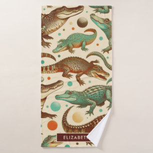 Vintage Alligator Seamlees Bath Towel