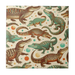 Vintage Alligator Seamlees Ceramic Tile