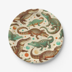 Vintage Alligator Seamlees Paper Plates