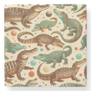 Vintage Alligator Seamlees Stone Coaster
