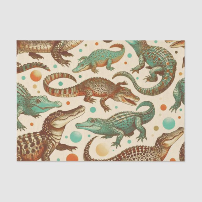 Vintage Alligator Seamlees Tissue Paper (Front)