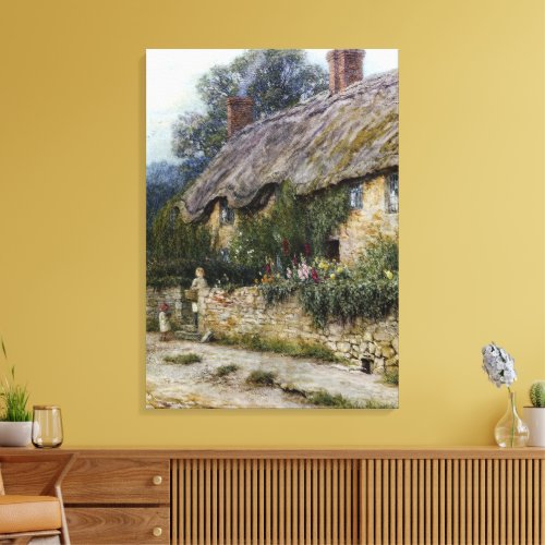 Vintage Allingham Mother Child Entering A Cottage Canvas Print