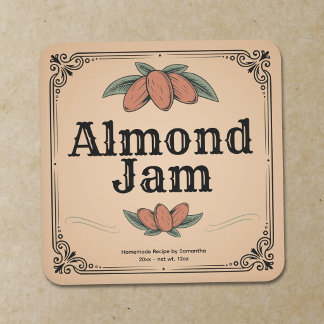 Vintage Almond Jam Label Sticker