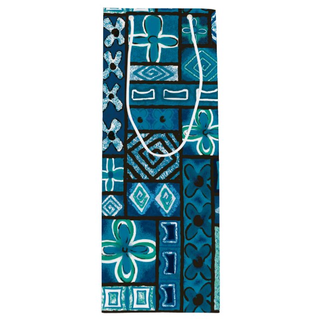 Vintage Aloha Gift Bag | Pua Blue (Front)