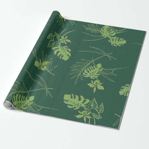 Vintage Aloha Gift Wrap  Lau Barkcloth Green