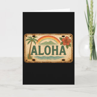 Vintage Aloha License Plate Hawaii Card