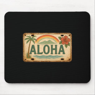 Vintage Aloha License Plate Hawaii Mouse Pad