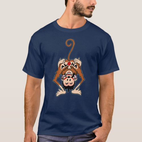 Vintage Aloha Monkey Tattoo  T_Shirt